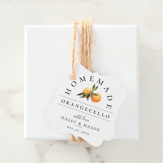 Trendy Orangecello Likör Wedding Geschenkanhänger (Beispiel)