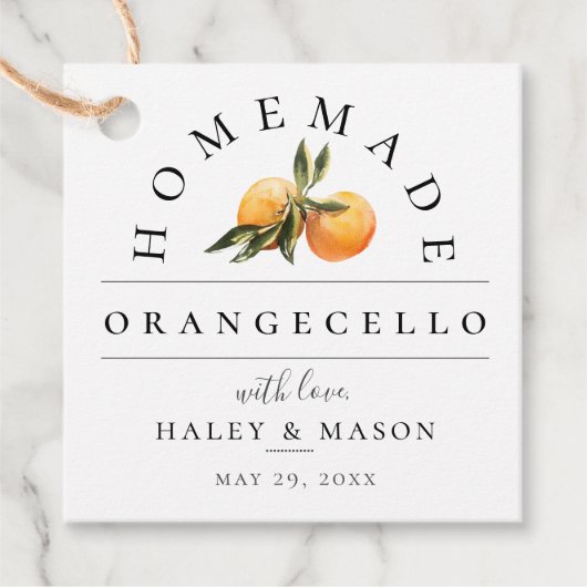 Trendy Orangecello Wedding Geschenkanhänger (Vorderseite)