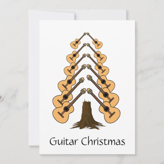 Trendy Original Music Merry Guitar Weihnachtsbaum Feiertagskarte (Vorderseite)