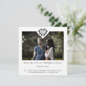 Trendy Ornamental Heart Black Lace Wedding Save The Date (Stehend Vorderseite)