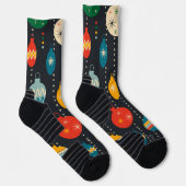 Trendy Ornamente Navy praktischer Hintergrund Socken (Rechts)