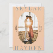 Trendy Oval Foto Moderne Save the Date Card Einladung (Vorderseite)