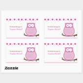 Trendy Owl (rosa) Custom Book Plate Aufkleber (Blatt)