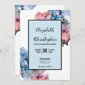 Trendy Paint Splash Navy Pink Abstrakt Moderne Einladung (Vorne/Hinten)