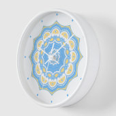 Trendy Pale Blue and Yellow Abstract Mandala Uhr (Winkel)