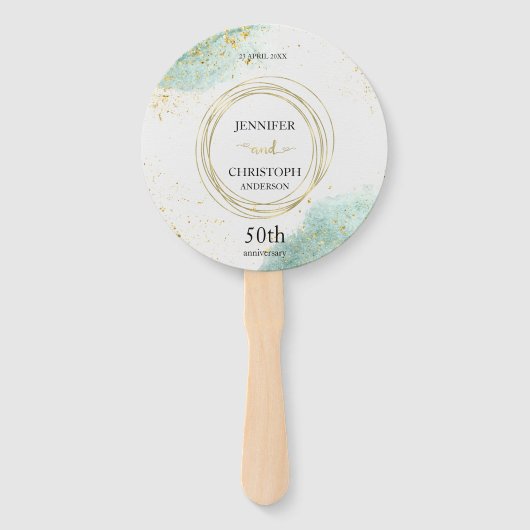 Trendy Pale Green mit goldenen Details Fächer (Vorderseite)