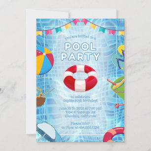Trendy Palm Springs Pool Party Geburtstag Einladung