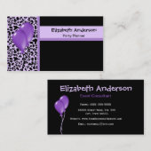 Trendy Party-Planer-lila und schwarzer Leopard Visitenkarte (Vorne/Hinten)