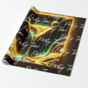 Trendy Party Time Neon Personalisiert Geschenkpapier