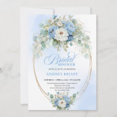 Trendy Pastel Blue Peony Eucalyptus Bridal Shower  Einladung (Vorderseite)