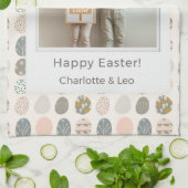 Trendy Pastel Easter Photo Kitchen Towel | Persona Geschirrtuch (Gefaltet)