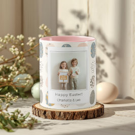 Trendy Pastel Easter Photo Mug | Personalized Tasse