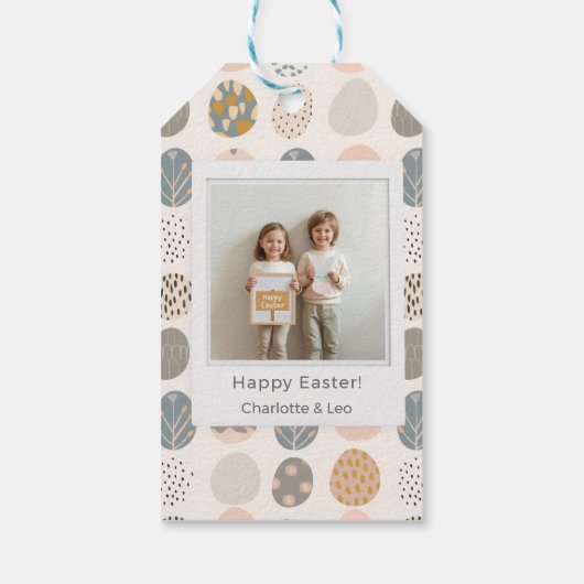 Trendy Pastel Easter Photo | Personalized Geschenkanhänger (Rückseite)