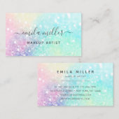 Trendy Pastel Glitzer Makeup Artist Friseur Salon Visitenkarte (Vorne/Hinten)
