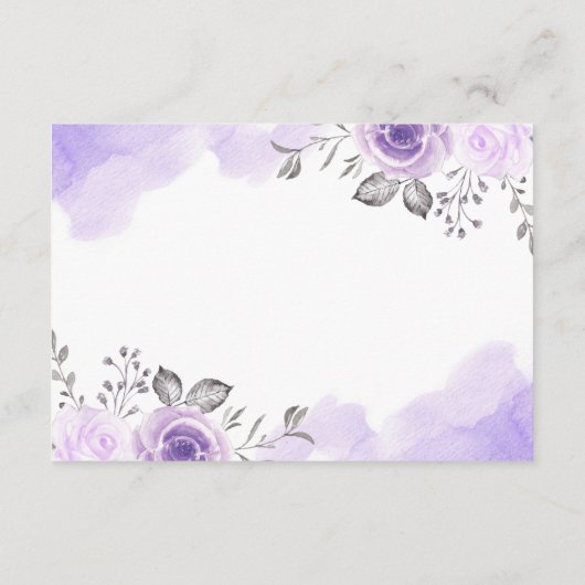 Trendy Pastel Lila Blumenchic Hochzeitsempfang Begleitkarte (Rückseite)