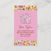 Trendy Pastel Modern Gold Leopard Print QR Code Visitenkarte (Rückseite)