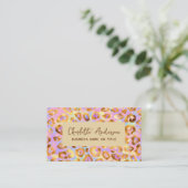 Trendy Pastel Modern Gold Leopard Print QR Code Visitenkarte (Stehend Vorderseite)