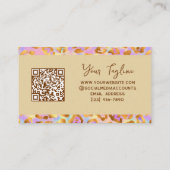 Trendy Pastel Modern Gold Leopard Print QR Code Visitenkarte (Rückseite)
