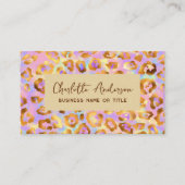 Trendy Pastel Modern Gold Leopard Print QR Code Visitenkarte (Vorderseite)