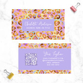 Trendy Pastel Modern Gold Leopard Print QR Code Visitenkarte