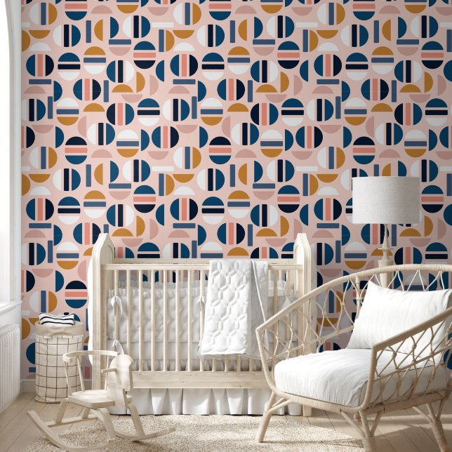 Trendy Pastel Moderner geometrischer Halbkreis Tapete (Kinder)