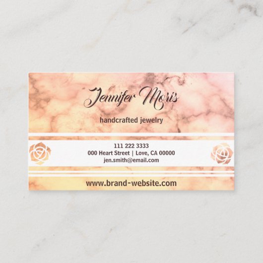 Trendy Pastel Orange Marmor mit Ihrem Monogramm Visitenkarte (Rückseite)