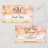 Trendy Pastel Orange Marmor mit Ihrem Monogramm Visitenkarte (Vorne/Hinten)