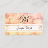 Trendy Pastel Orange Marmor mit Ihrem Monogramm Visitenkarte (Vorderseite)