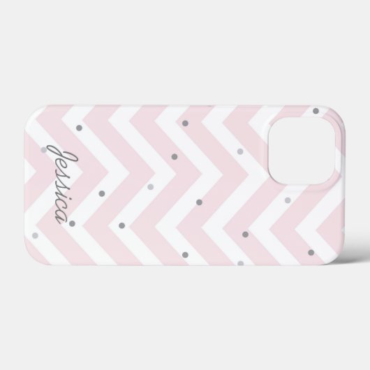 Trendy Pastel Pink Zickzack Dotty Personalisiert Case-Mate iPhone Hülle (Rückseite (Horizontal))
