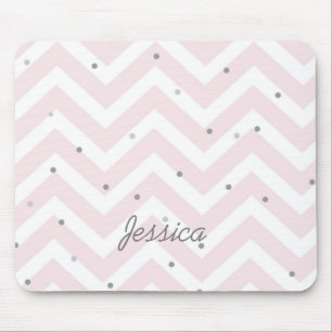 Trendy Pastel Pink Zickzack Dotty Personalisiert Mousepad