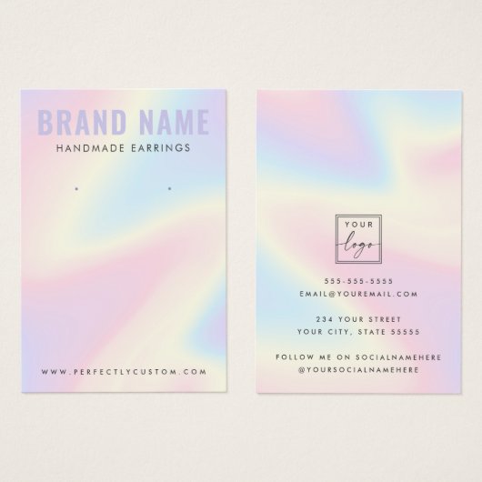 Trendy pastel rainbow modern earring display card (Vorne & Hinten)