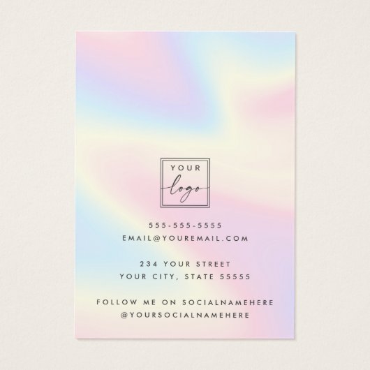 Trendy pastel rainbow modern earring display card (Rückseite)