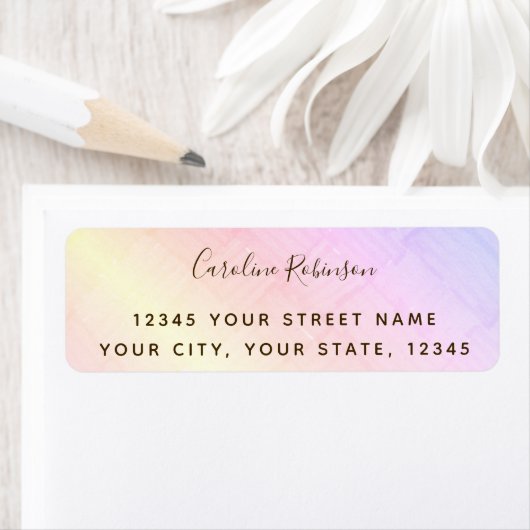 Trendy Pastel Rainbow Pattern Rücksendeadresse (Insitu)