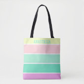 Trendy Pastel Stripes Personalized Tasche (Vorderseite)