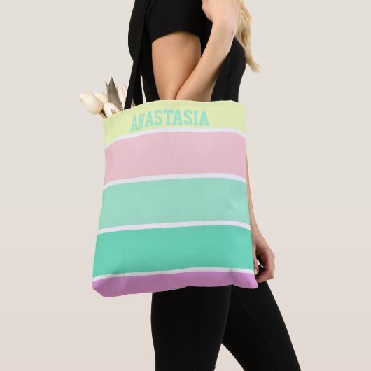 Trendy Pastel Stripes Personalized Tasche (Von Nahem)