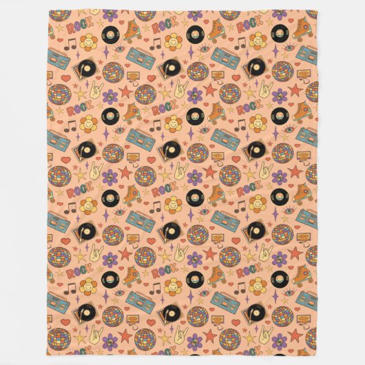 Trendy Pastel Throw Retro Groovy Blanket Design Fleecedecke (Vorderseite)
