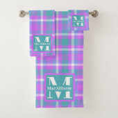 Trendy Pastel Vaporwave Tartan Kariert Monogram Badhandtuch Set (Insitu)