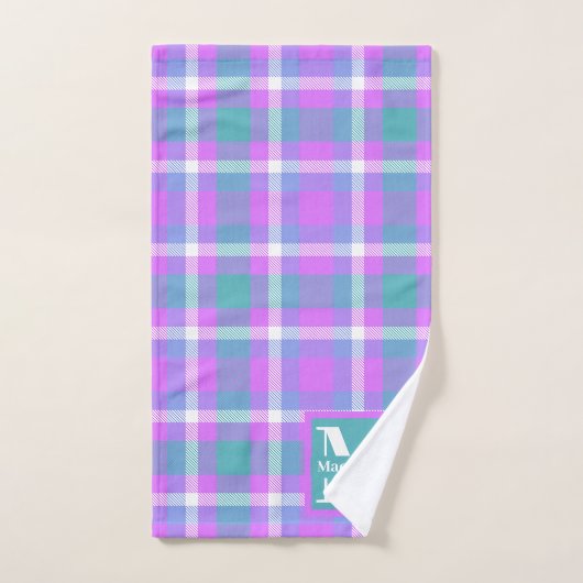 Trendy Pastel Vaporwave Tartan Kariert Monogram Badhandtuch Set (Handtuch)