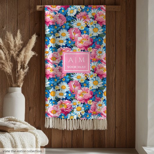 Trendy pastellblau und pink preppy monogram Fleece