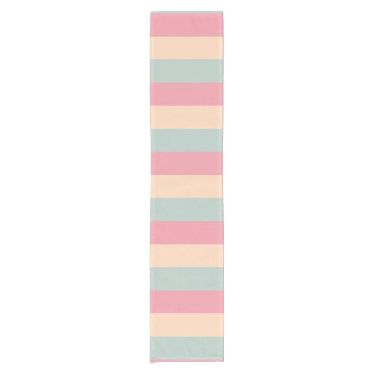 Trendy Pastellfarben Pink Peach Aquamarin Streifen Kurzer Tischläufer (Vorderseite)