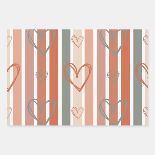 Trendy pastellfarbene Streifen Geschenkpapier Set (Vorderseite 3)