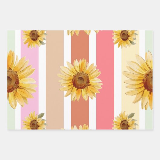Trendy pastellfarbene Streifen Geschenkpapier Set (Vorderseite 2)
