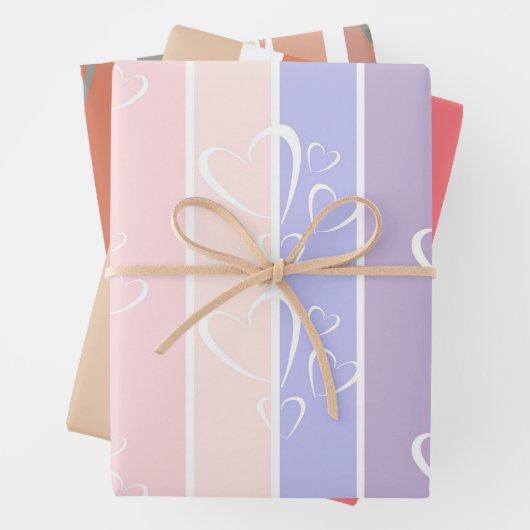 Trendy pastellfarbene Streifen Geschenkpapier Set (Beispiel)