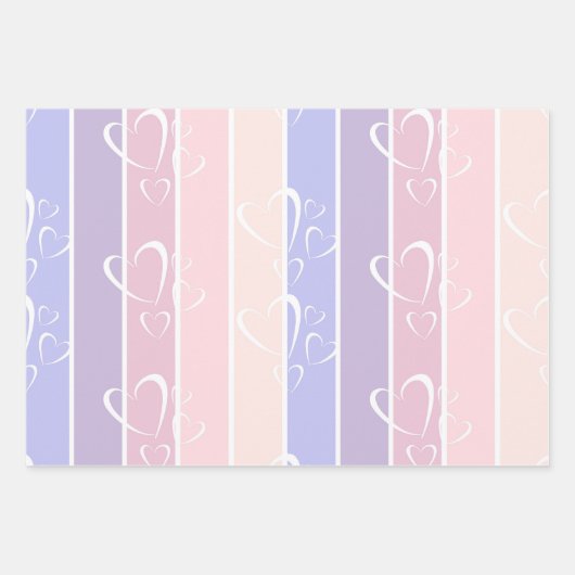 Trendy pastellfarbene Streifen Geschenkpapier Set (Vorderseite)