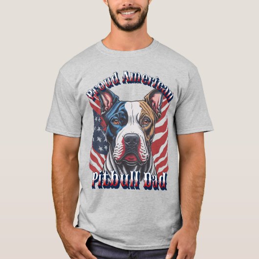 Trendy Patriotic Proud American Pitbull Vater T-Shirt (Vorderseite)