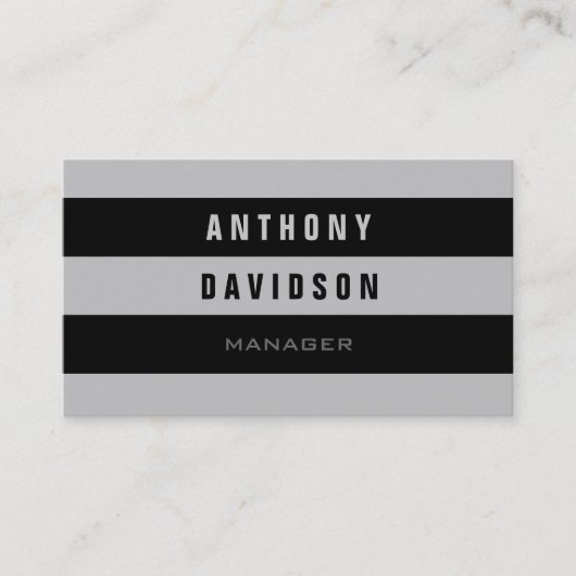 Trendy Pattern Grau schwarz gestreifte Visitenkart Visitenkarte (Vorderseite)