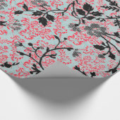 Trendy Pattern Red Turquoise Girly Vintag Damask Geschenkpapier (Ecke)