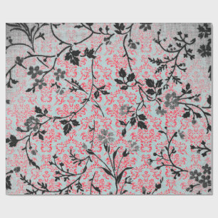 Trendy Pattern Red Turquoise Girly Vintag Damask Geschenkpapier