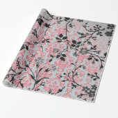 Trendy Pattern Red Turquoise Girly Vintag Damask Geschenkpapier (Ungerollt)