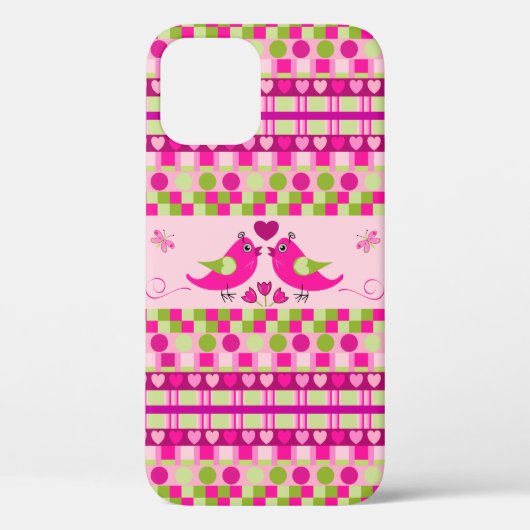 Trendy Patterns und Love Birds Case-Mate iPhone Hülle (Rückseite)